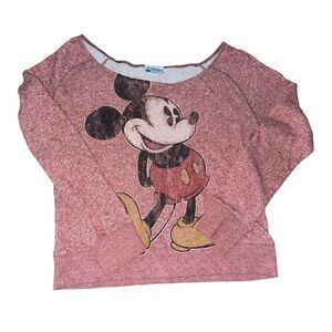DISNEY PARKS Mickey Mouse Sweater Women's Red Top Crew Neck EUC Medium M‎